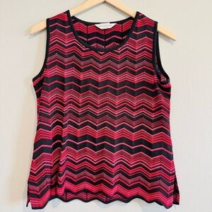 Misook Red and Black Chevron Tank Top